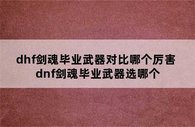 dhf剑魂毕业武器对比哪个厉害 dnf剑魂毕业武器选哪个